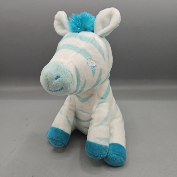 Hallmark Blue Magnetic Kissing Zebra Plush 7" Sewn Eyes Baby Lovey Stuffed - Picture 1 of 10